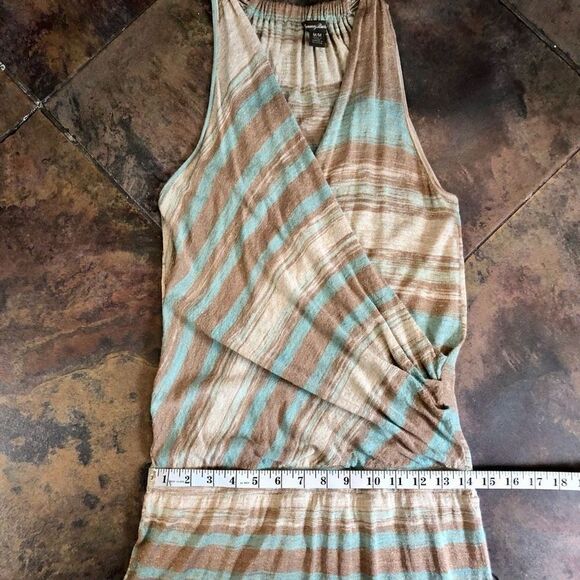 Tommy Bahama Women's Brown Blue Striped Sparkling Surplice Dress Maxi Medium - Picture 6 of 11